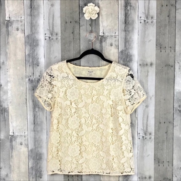 Madewell Cream Meadowlace Tee Size Small NWOT - Picture 3 of 8